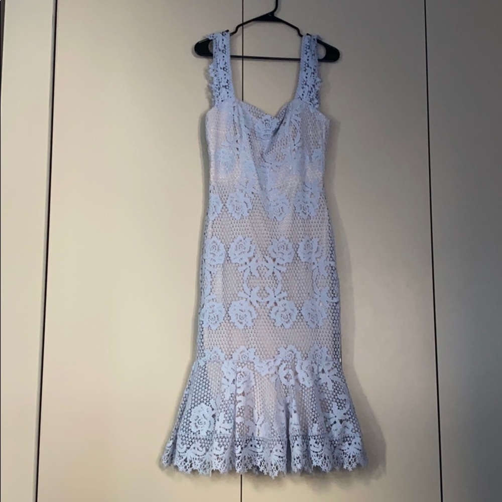 AKIRA blue floral lace dress